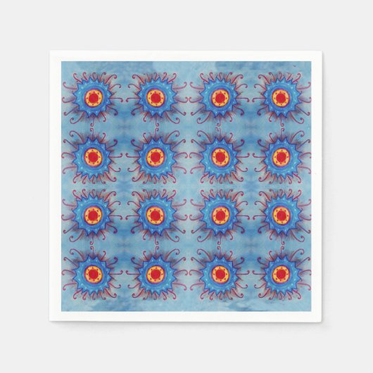 Yoga Blue Mandala Musterpapier Napkins Serviette (Vorderseite)