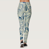 Yoga-Blume-Muster in Blau und Weiß Leggings (Rückseite)