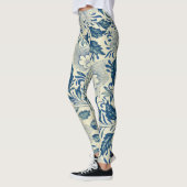 Yoga-Blume-Muster in Blau und Weiß Leggings (Links)