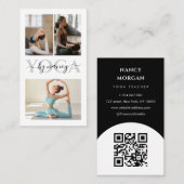 Yoga Bold Typografy Foto Collage Qr Code Visitenkarte (Vorne/Hinten)
