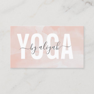 Yoga Bold Typografy Watercolor Blush Pink Visitenkarte