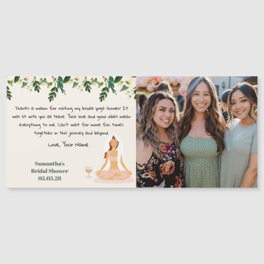 Yoga Brautparty Foto Vielen Dank Karte (Vorderseite)