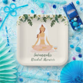 Yoga Bride Mimosa Brautparty Brown Hair Pappteller (Party)