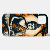 Yoga Buddha in Orange und Schwarz Case-Mate iPhone Hülle (Rückseite (Horizontal))