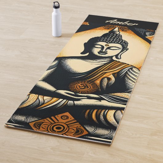 Yoga Buddha in Orange und Schwarz Yogamatte (Beispiel)