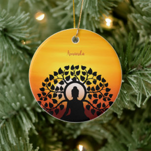 Yoga Buddha Mediation Sunset Namaste Personalisier Keramik Ornament