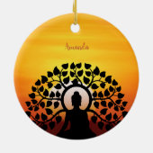 Yoga Buddha Mediation Sunset Namaste Personalisier Keramik Ornament (Hinten)