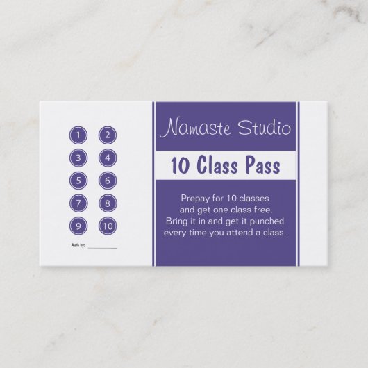 Yoga Business Card 10 Class Pass Template Treuekarte (Vorderseite)