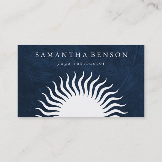 Yoga Business Card für elegante Black & White Sun  Visitenkarte (Vorderseite)