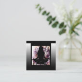 Yoga Business Cards für lila und Black Mediation Quadratische Visitenkarte (Stehend Vorderseite)