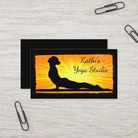 Yoga Business Cards für Orange und Black Mediation Visitenkarte (Vorderseite/Rückseite Beispiel)