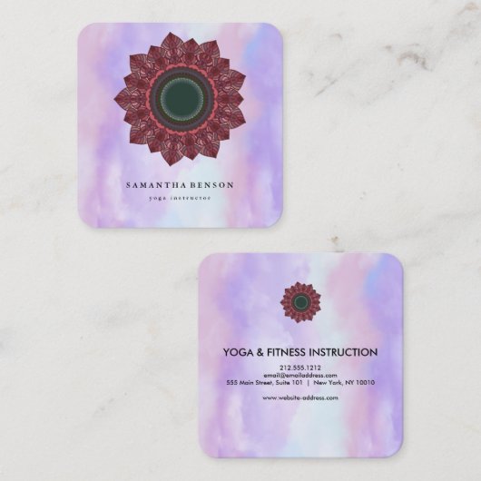 Yoga Business: Elegantes Lotus-Logo für die Blume Quadratische Visitenkarte (Vorne/Hinten)