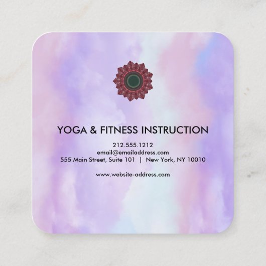 Yoga Business: Elegantes Lotus-Logo für die Blume Quadratische Visitenkarte (Rückseite)