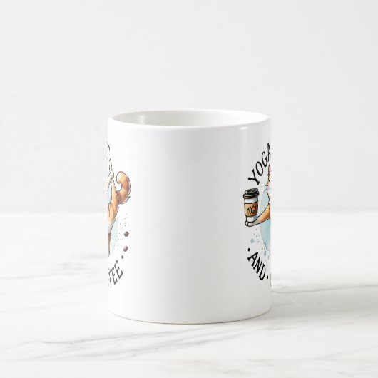 "Yoga Cat and Coffee" Funny Cat Lover's Kaffeetasse (Mittel)