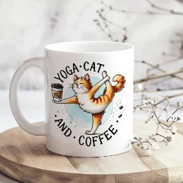 "Yoga Cat and Coffee" Funny Cat Lover's Kaffeetasse