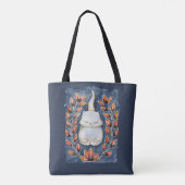 Yoga Cat auf blauer Tasche (Rückseite)