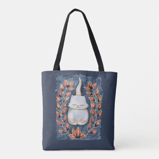 Yoga Cat auf blauer Tasche (Rückseite)