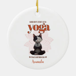Yoga Cat Funny Paws and Breathe Personalisiert Keramik Ornament