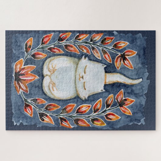 Yoga Cat Indigo Jigsaw Puzzle (Horizontal)