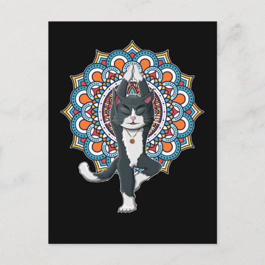 Yoga Cat Lover Mandala Chakra Relaxen Kitten Postkarte (Vorderseite)
