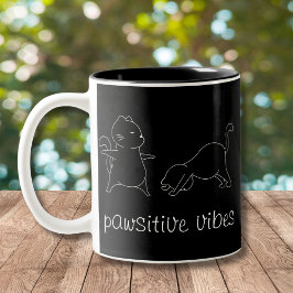 Yoga Cat Lover Pawsitive Vibes Zweifarbige Tasse