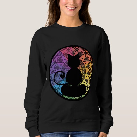 Yoga Cat Mandala Sweatshirt (Vorderseite)