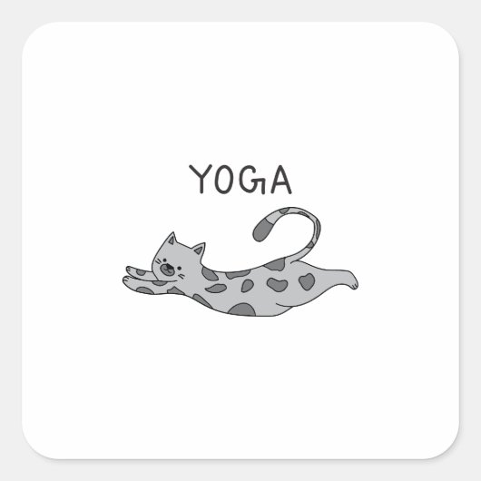 Yoga Cat Quadratischer Aufkleber (Vorderseite)