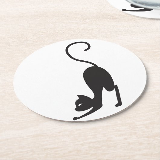 Yoga cat runder pappuntersetzer (Angewinkelt)