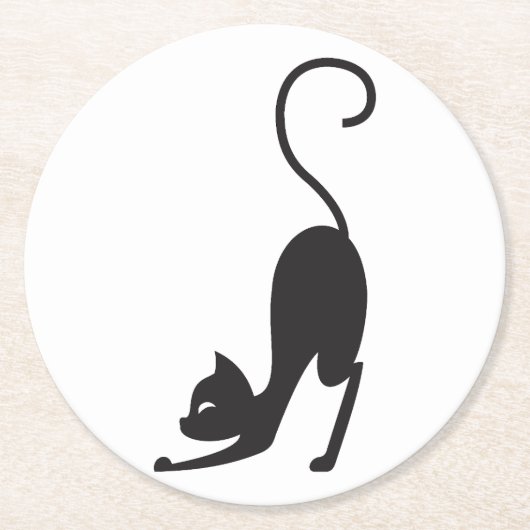 Yoga cat runder pappuntersetzer (Vorderseite)