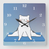 Yoga Cat Square Uhr (Vorderseite)