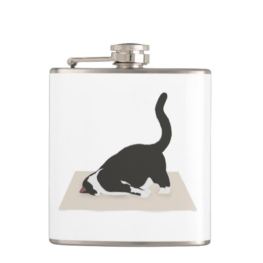 Yoga Cat Vinyl Wrapped Flask Flachmann (Vorderseite)