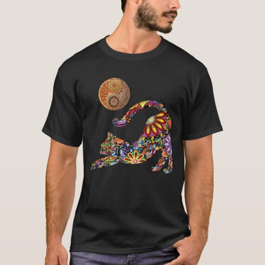 Yoga Cat Yin Yang Symbol T-Shirt (Vorderseite)