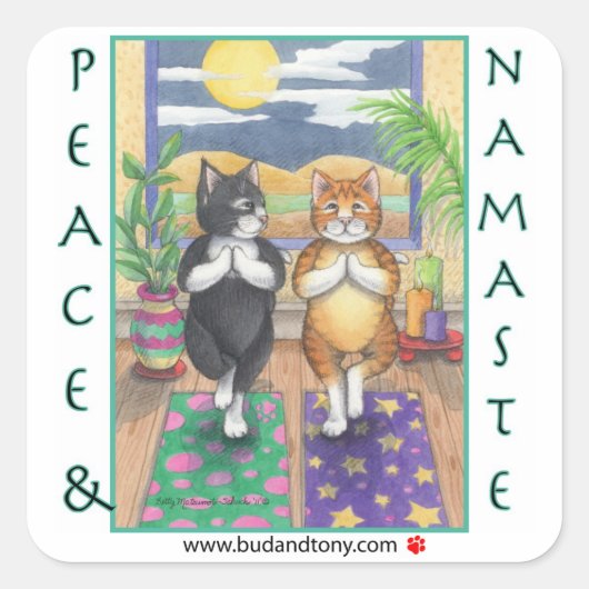 Yoga Cats Bud & Tony Sticker (Vorderseite)