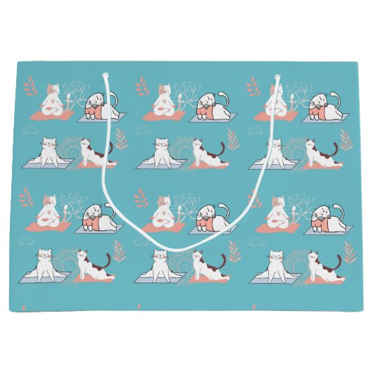 Yoga Cats Lotus Große Geschenktüte (Vorderseite)