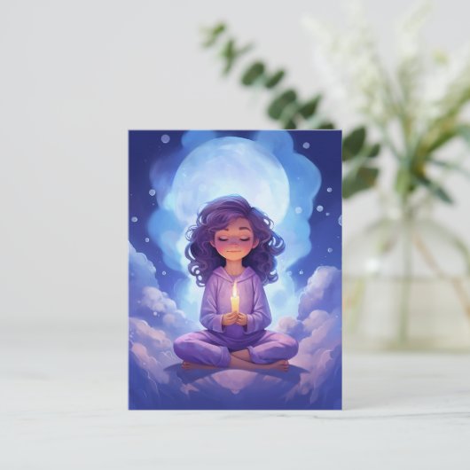 Yoga Celestius rosafarbene rosa blaue Wolken medit Postkarte (Stehend Vorderseite)