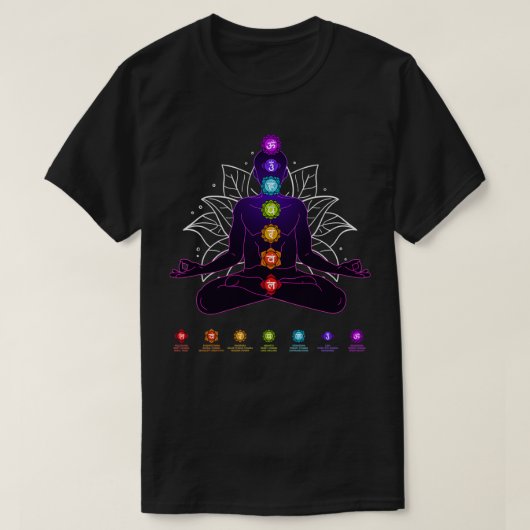 Yoga Chakra Spirituelles Körpersystem Meditation T-Shirt (Design vorne)