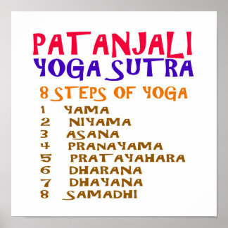 YOGA Checkliste : 8 Schritte PATANJALI SUTRA Poster