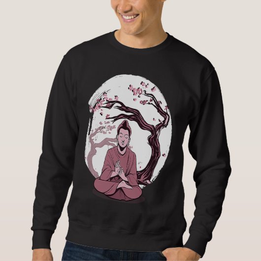 Yoga cherry blossom tree meditate Japanese writing Sweatshirt (Vorderseite)