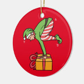 Yoga Christmas Elf Pose Keramik Ornament (Links)