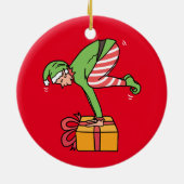 Yoga Christmas Elf Pose Keramik Ornament (Hinten)