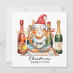 Yoga Christmas Santa Cat Posing Party Einladung
