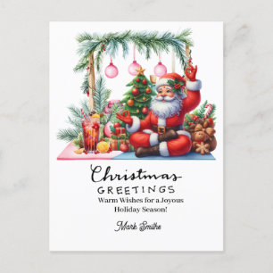 Yoga Christmas Santa Claus Posing Feiertagspostkarte