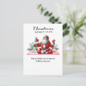 Yoga Christmas Santa Claus Posing Feiertagspostkarte (Stehend Vorderseite)