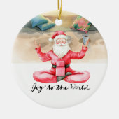 Yoga Christmas Santa Claus Posing yoga Keramik Ornament (Vorne)