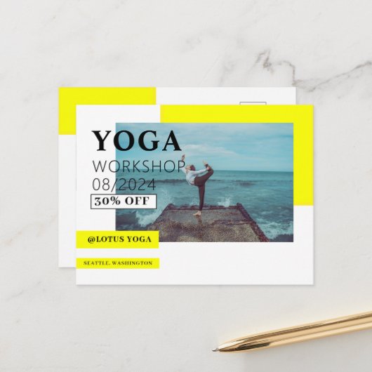 Yoga Class Business Postcard Postkarte (Vorderseite/Rückseite Beispiel)