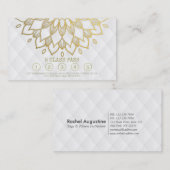Yoga Class Pass Gold Mandala Floral White Leather Treuekarte (Vorne/Hinten)