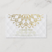 Yoga Class Pass Gold Mandala Floral White Leather Treuekarte (Vorderseite)