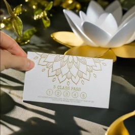 Yoga Class Pass White Gold Embossa Mandala Floral Treuekarte