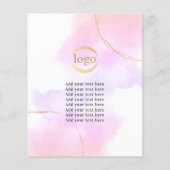Yoga Classes Foto Logo Aquarellfarbe Rosa Goldene  Flyer (Hinten)