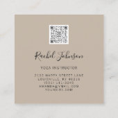 Yoga Classes School Logo Instructor Beige Gold Gol Quadratische Visitenkarte (Rückseite)